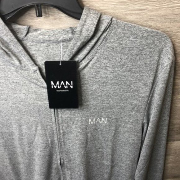 Boohoo Man Med Active Muscle Fit Marl Zip Hoodie - Picture 5 of 9